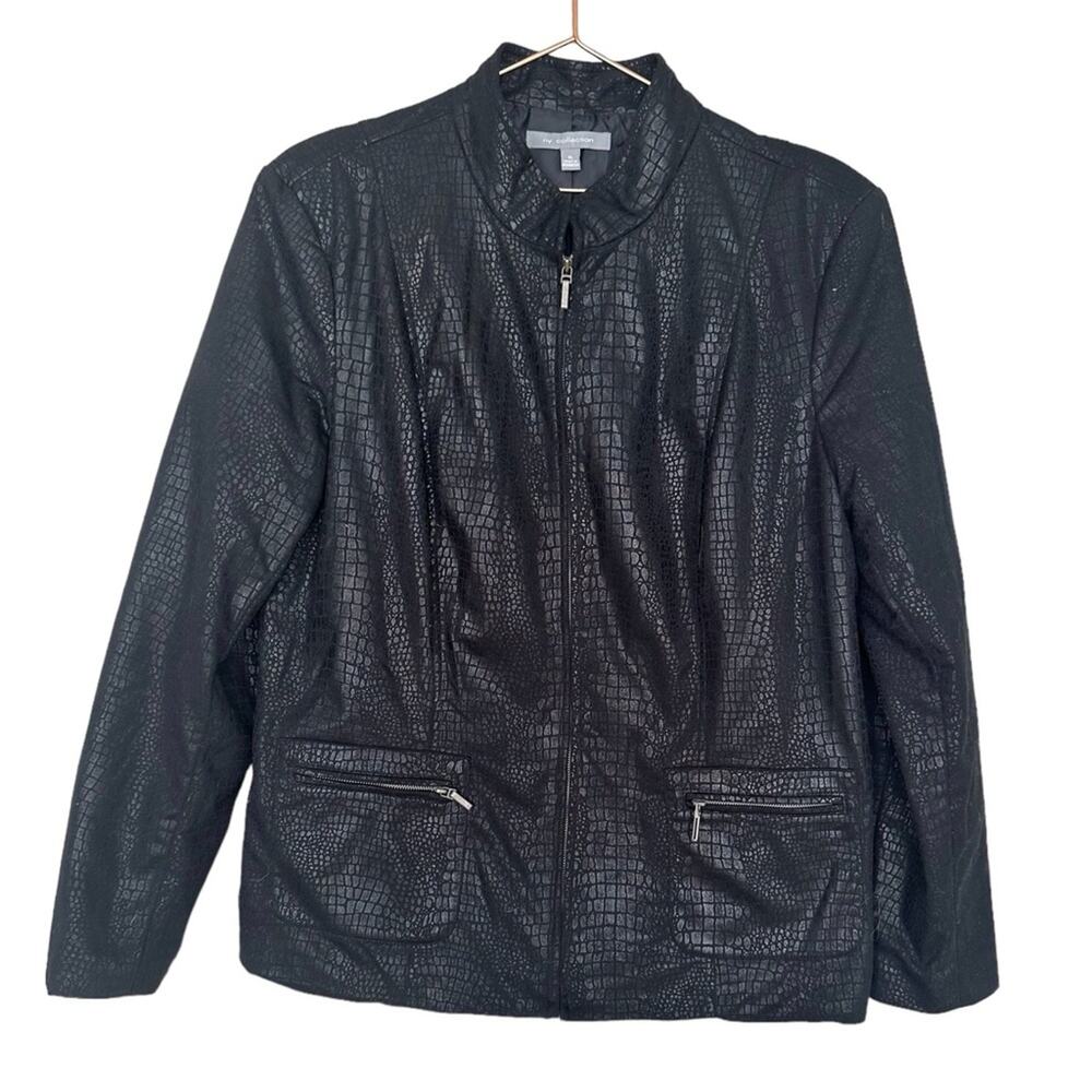 NY Collection animal print zip jacket blazer with pockets size XL
